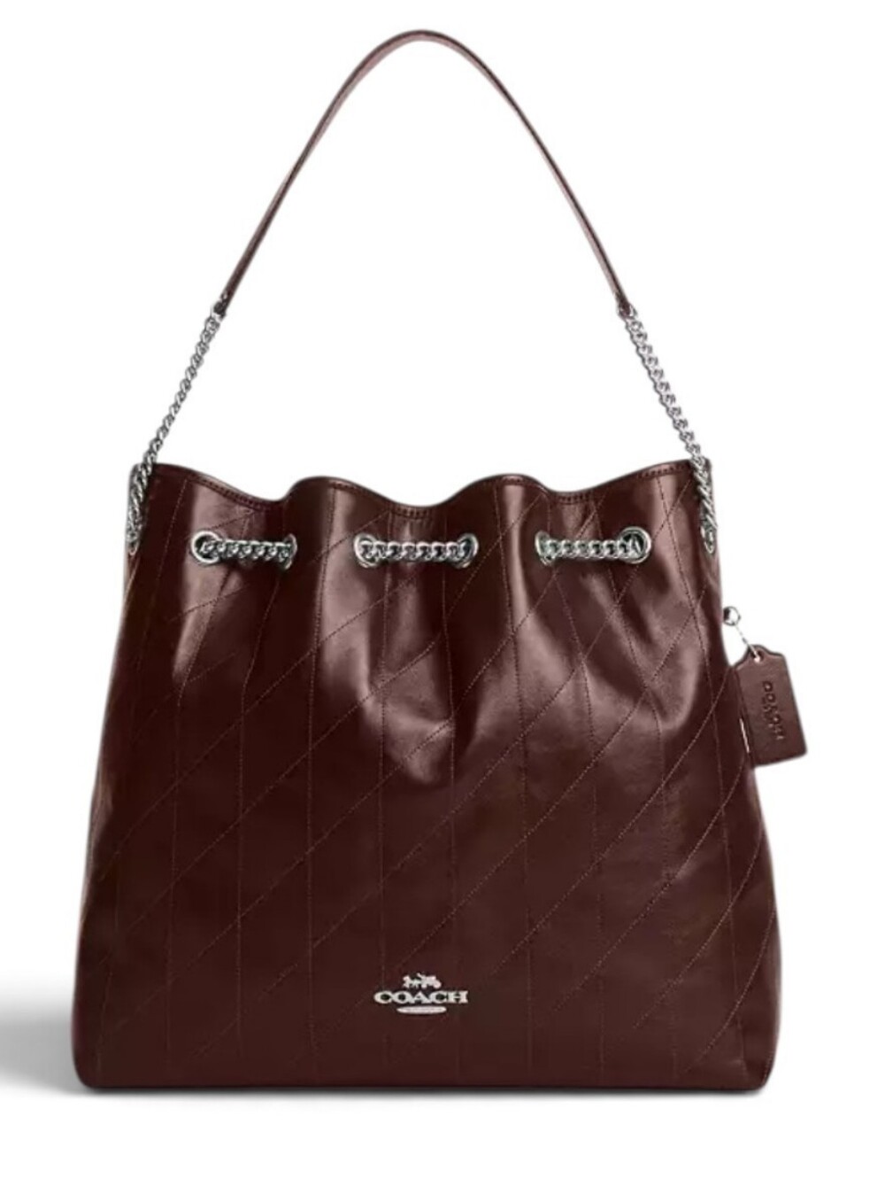 Coach Quilted Leather Drawstring Shoulder Bag - Deep Brown